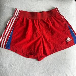 Adidas Women’s XL Red 3 Stripe Athletic Shorts Blue White Logo